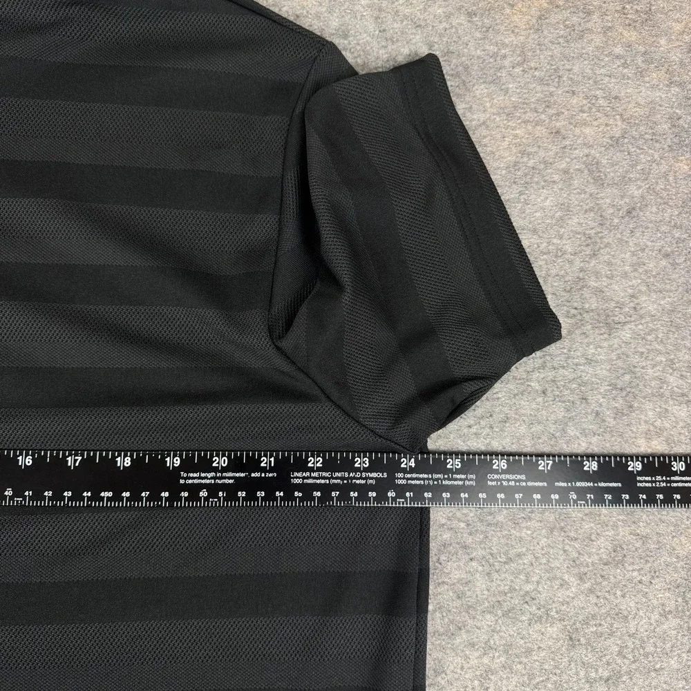 Adidas Two Color Striped Golf Polo Shirt Polyester Black Mens XL